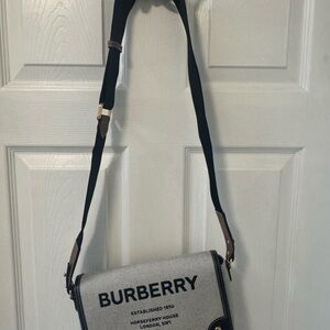 Burberry Black and Cream Messenger Bag